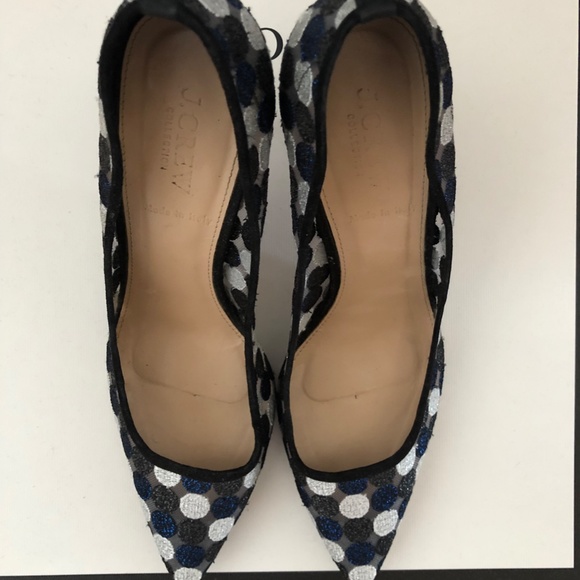 J. Crew Collection Elsie Polka Dot Mesh Pumps in Navy Multi - Size 8.5 (US) - Picture 3 of 5